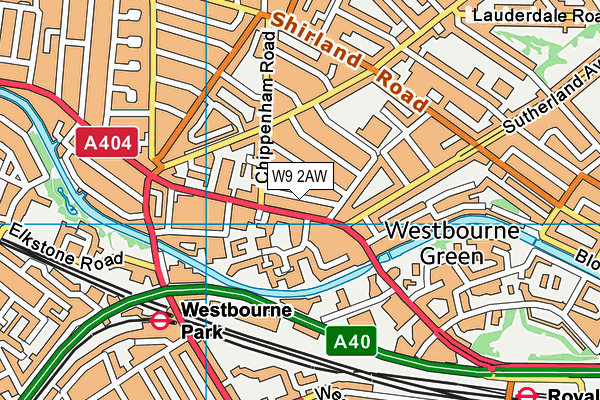 W9 2AW map - OS VectorMap District (Ordnance Survey)