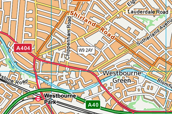 W9 2AY map - OS VectorMap District (Ordnance Survey)