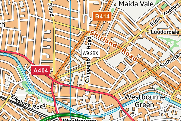 W9 2BX map - OS VectorMap District (Ordnance Survey)