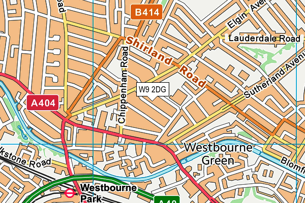 W9 2DG map - OS VectorMap District (Ordnance Survey)