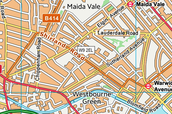 W9 2EL map - OS VectorMap District (Ordnance Survey)