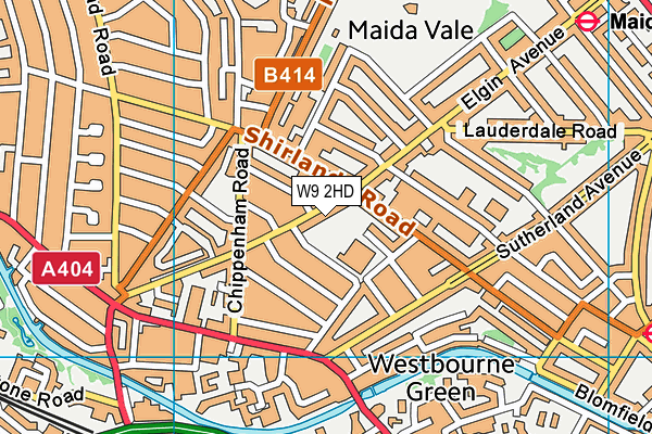 W9 2HD map - OS VectorMap District (Ordnance Survey)