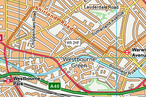 W9 2HF map - OS VectorMap District (Ordnance Survey)