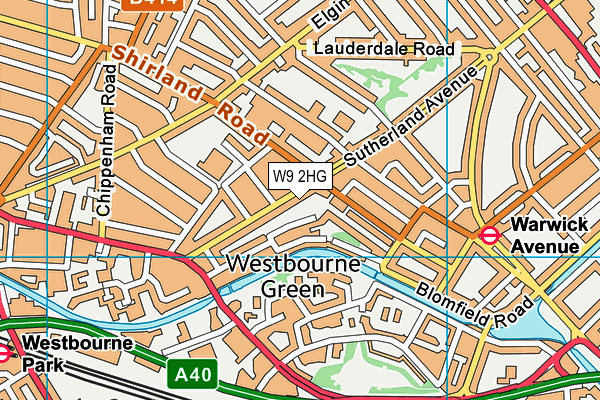 W9 2HG map - OS VectorMap District (Ordnance Survey)