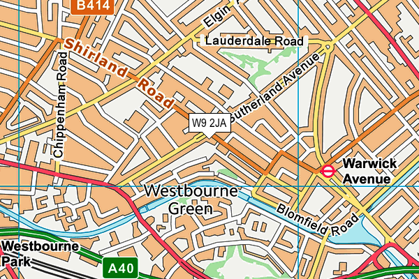 W9 2JA map - OS VectorMap District (Ordnance Survey)