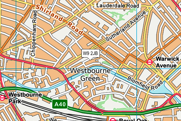 W9 2JB map - OS VectorMap District (Ordnance Survey)