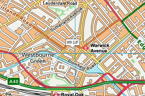 W9 2JF map - OS VectorMap District (Ordnance Survey)