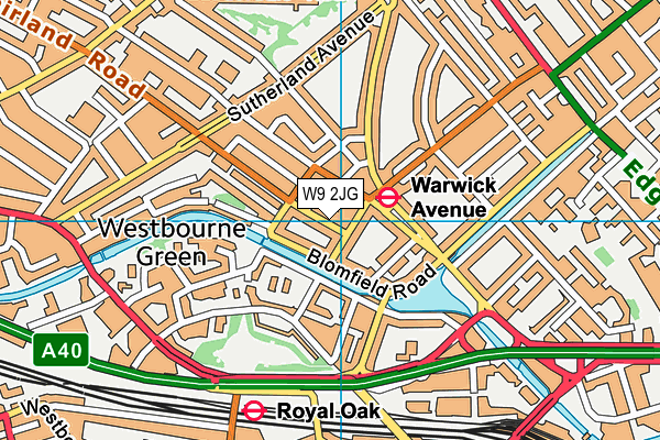 W9 2JG map - OS VectorMap District (Ordnance Survey)