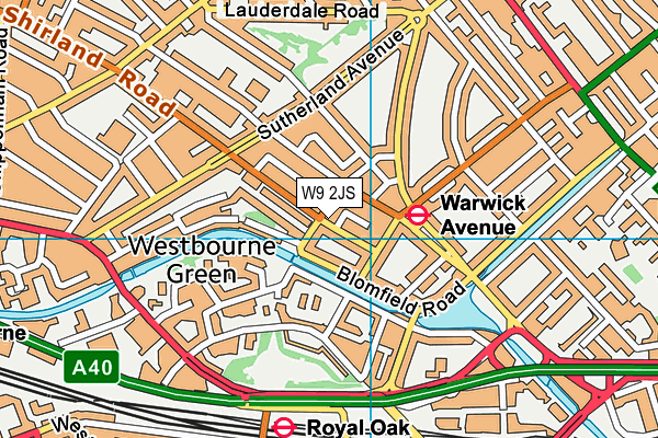 W9 2JS map - OS VectorMap District (Ordnance Survey)