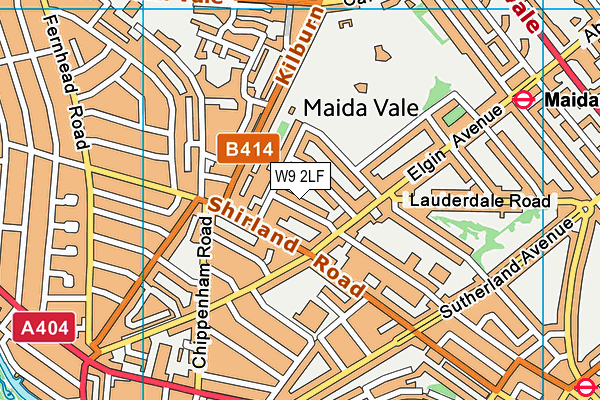 W9 2LF map - OS VectorMap District (Ordnance Survey)