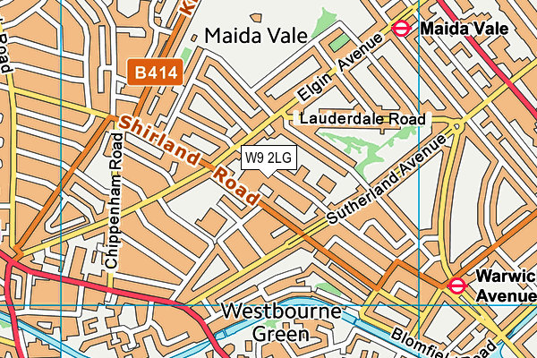 W9 2LG map - OS VectorMap District (Ordnance Survey)