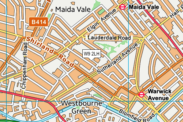 W9 2LH map - OS VectorMap District (Ordnance Survey)