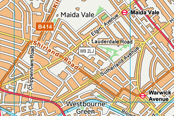 W9 2LJ map - OS VectorMap District (Ordnance Survey)