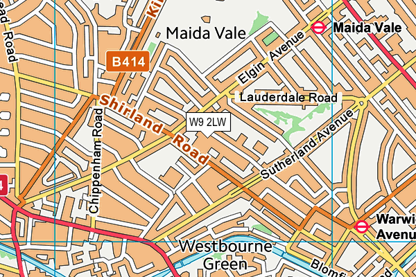 W9 2LW map - OS VectorMap District (Ordnance Survey)