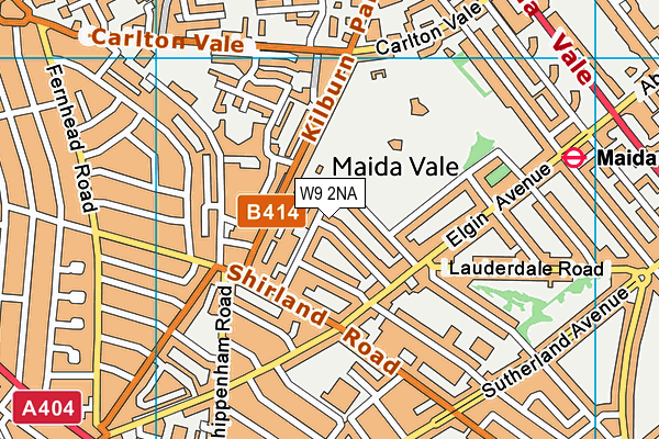 W9 2NA map - OS VectorMap District (Ordnance Survey)