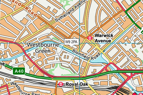 W9 2PA map - OS VectorMap District (Ordnance Survey)