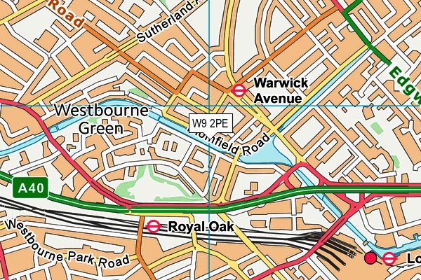 W9 2PE map - OS VectorMap District (Ordnance Survey)