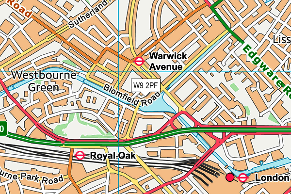 W9 2PF map - OS VectorMap District (Ordnance Survey)