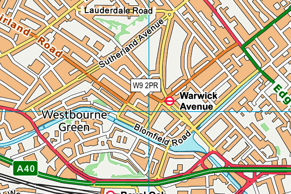 W9 2PR map - OS VectorMap District (Ordnance Survey)