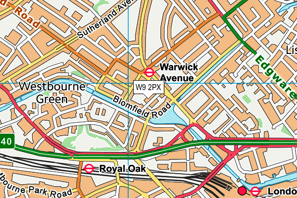 W9 2PX map - OS VectorMap District (Ordnance Survey)