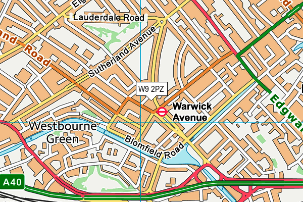 W9 2PZ map - OS VectorMap District (Ordnance Survey)