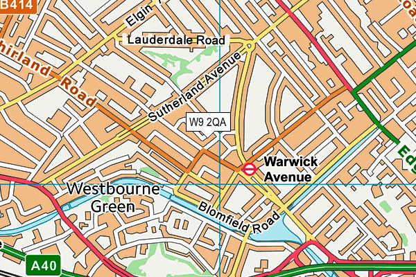 W9 2QA map - OS VectorMap District (Ordnance Survey)