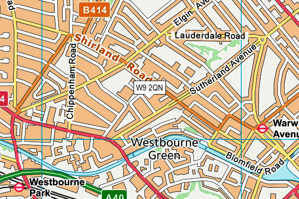 W9 2QN map - OS VectorMap District (Ordnance Survey)