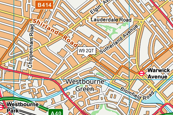 W9 2QT map - OS VectorMap District (Ordnance Survey)