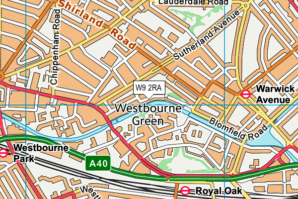 W9 2RA map - OS VectorMap District (Ordnance Survey)