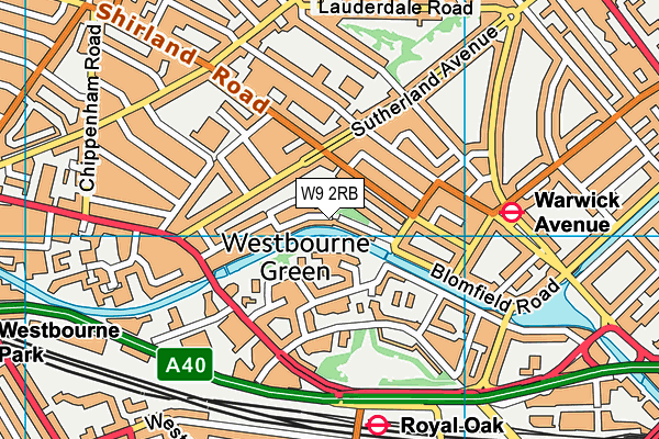 W9 2RB map - OS VectorMap District (Ordnance Survey)