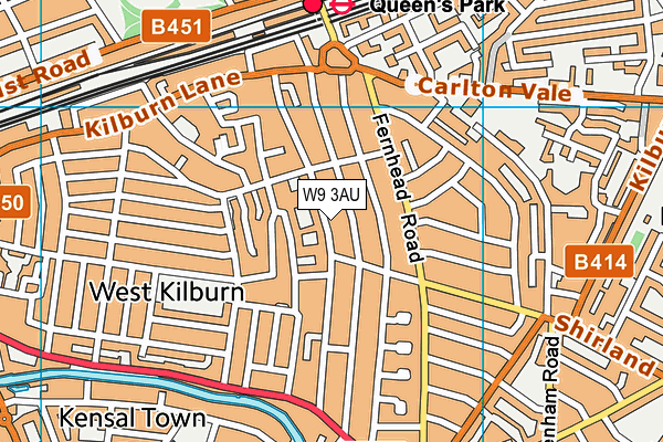 W9 3AU map - OS VectorMap District (Ordnance Survey)