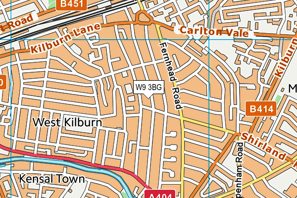 W9 3BG map - OS VectorMap District (Ordnance Survey)