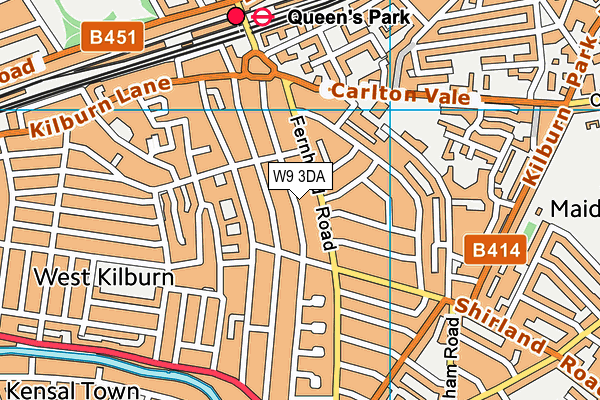 W9 3DA map - OS VectorMap District (Ordnance Survey)