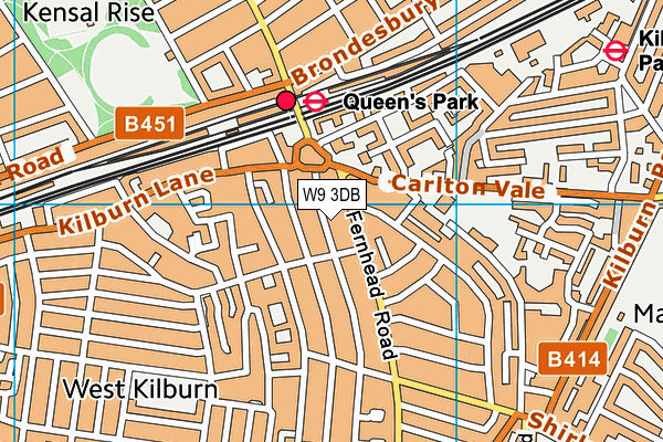 W9 3DB map - OS VectorMap District (Ordnance Survey)
