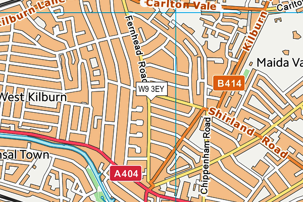 W9 3EY map - OS VectorMap District (Ordnance Survey)