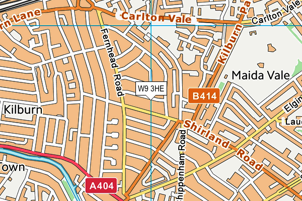 W9 3HE map - OS VectorMap District (Ordnance Survey)