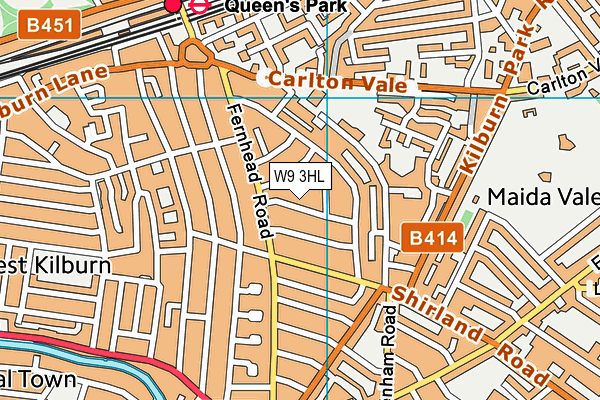 W9 3HL map - OS VectorMap District (Ordnance Survey)