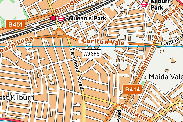 W9 3HS map - OS VectorMap District (Ordnance Survey)