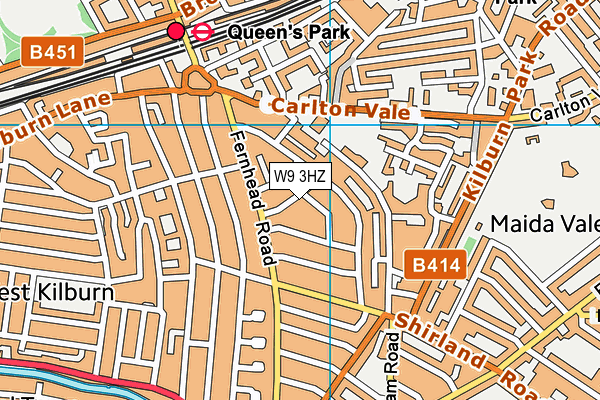 W9 3HZ map - OS VectorMap District (Ordnance Survey)