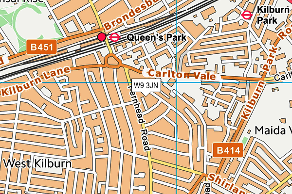 W9 3JN map - OS VectorMap District (Ordnance Survey)