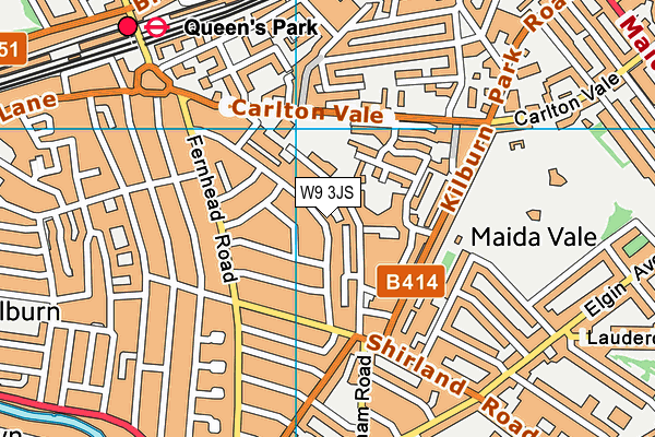 W9 3JS map - OS VectorMap District (Ordnance Survey)