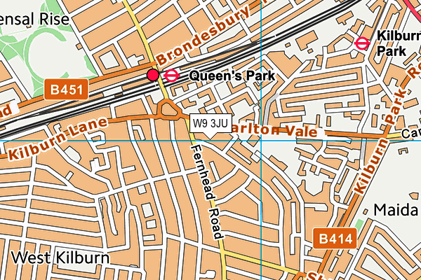 W9 3JU map - OS VectorMap District (Ordnance Survey)
