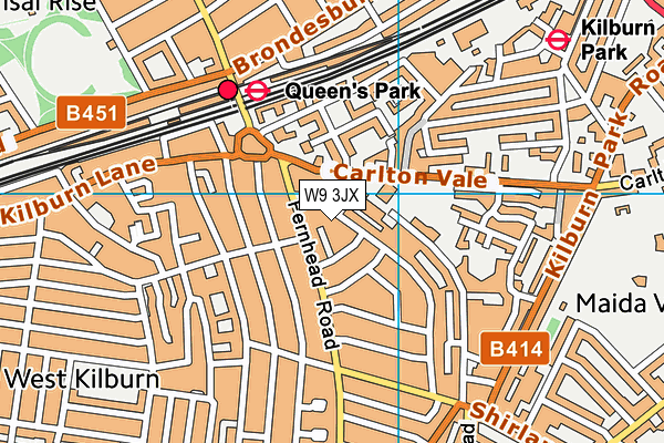 W9 3JX map - OS VectorMap District (Ordnance Survey)
