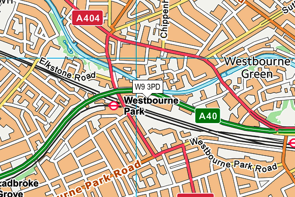 W9 3PD map - OS VectorMap District (Ordnance Survey)