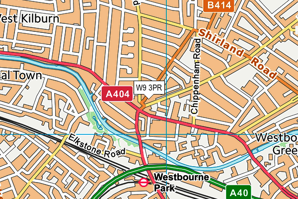 W9 3PR map - OS VectorMap District (Ordnance Survey)