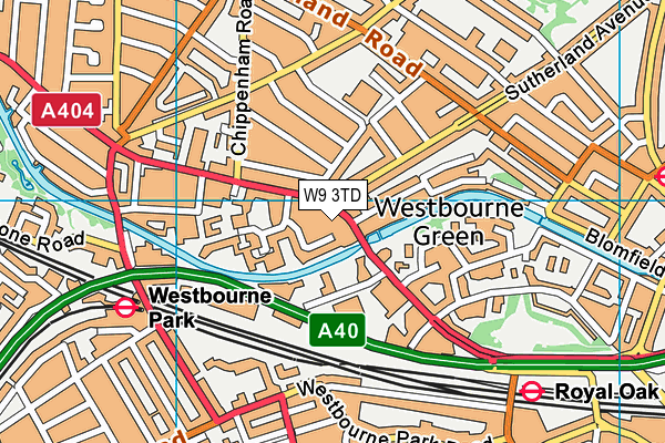 W9 3TD map - OS VectorMap District (Ordnance Survey)