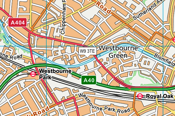 W9 3TE map - OS VectorMap District (Ordnance Survey)