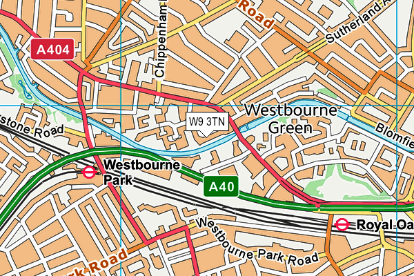 W9 3TN map - OS VectorMap District (Ordnance Survey)