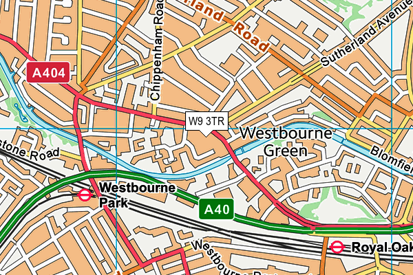 W9 3TR map - OS VectorMap District (Ordnance Survey)