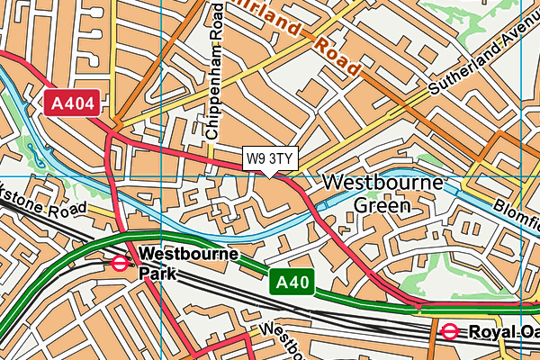 W9 3TY map - OS VectorMap District (Ordnance Survey)